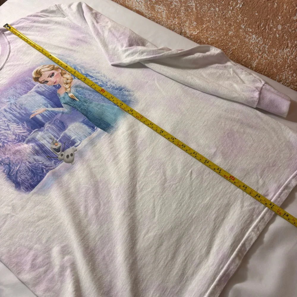 Disney Frozen Long Sleeve Tee Tye Dye Elsa Olaf Comfort White Purple Size Medium - Picture 12 of 12